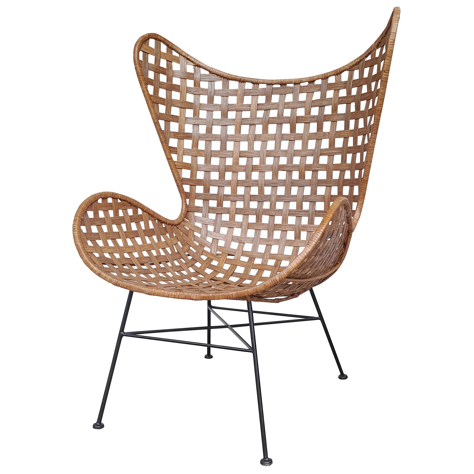 Mariposa Wing Iron & Rattan Chair