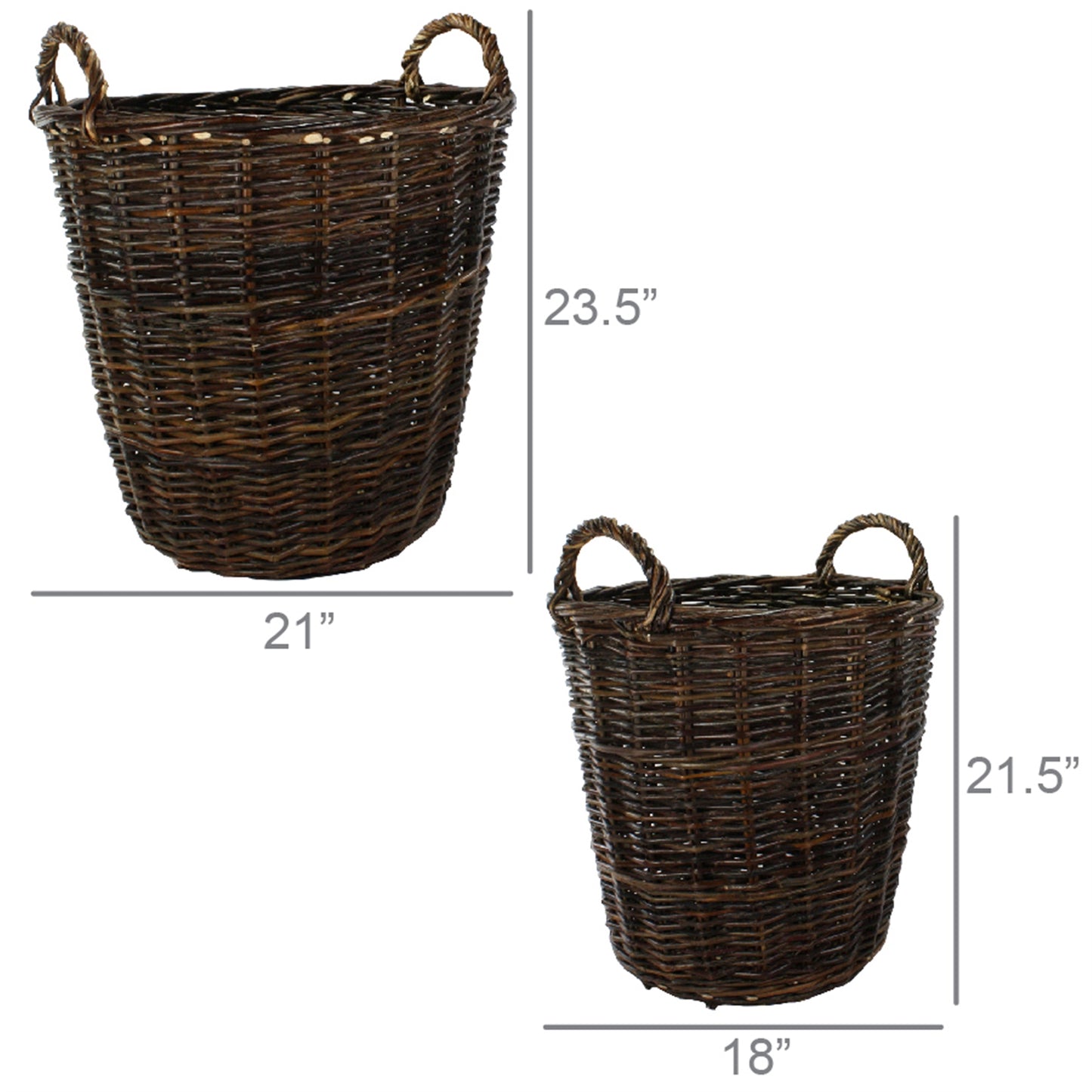 Natural Round Willow Baskets, Set of 2