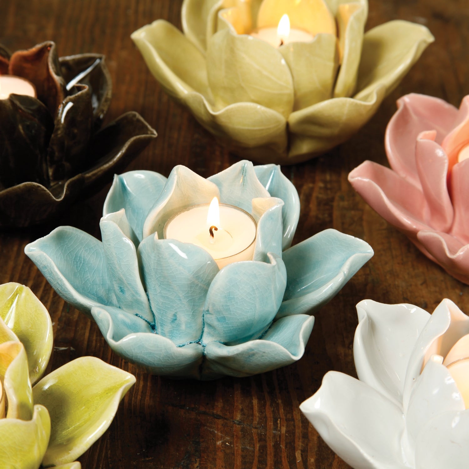 Lotus Tea Light Holder Collection, Box of 4