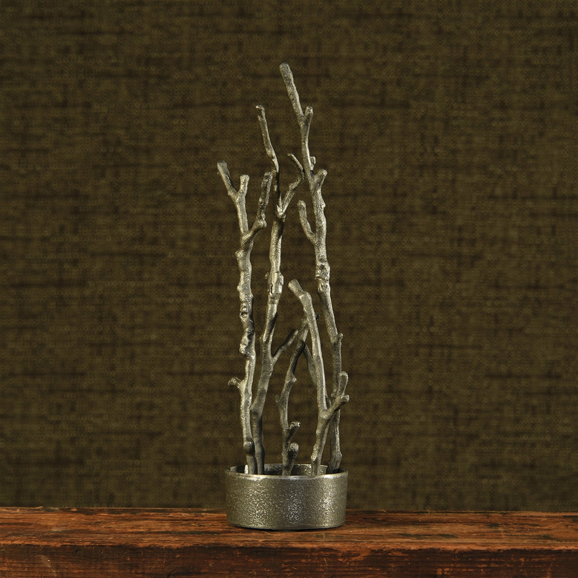 Sculptural Branch Metal Round Vase