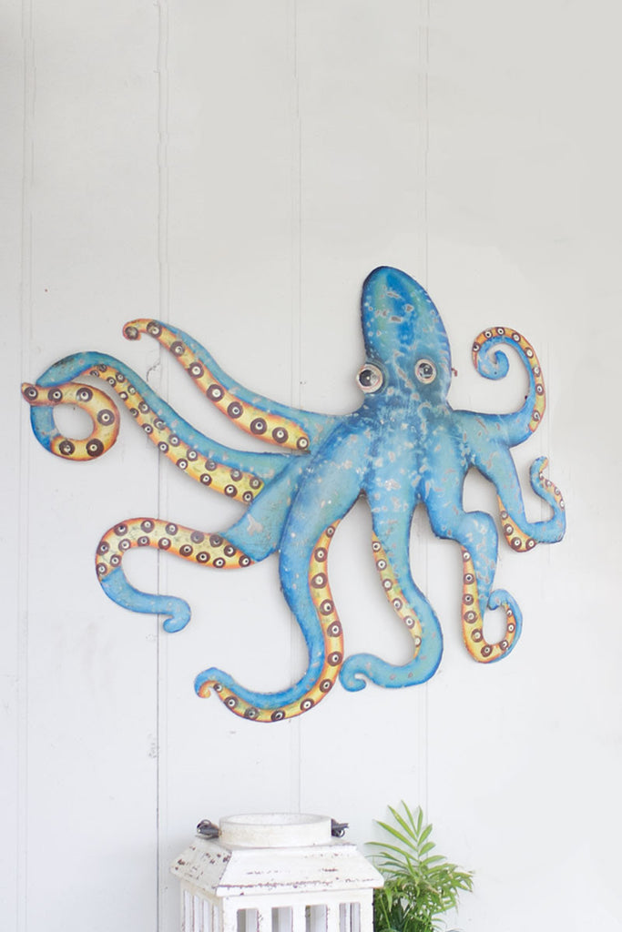 Hand Hammered Metal Octopus Wall Hanging