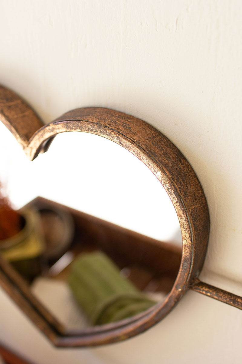 Valentine Antique Brass Heart Wall Mirror