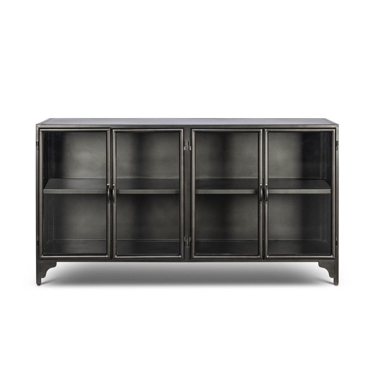 black metal console furniture on white background 