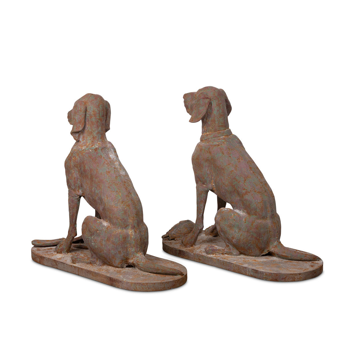 cast iron dog pair facing backward