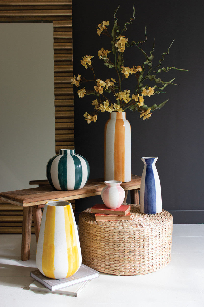 Colored Ceramic Striped Vases, Set of 5