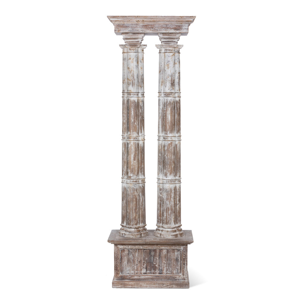 white washed wood double pillar architectural decor