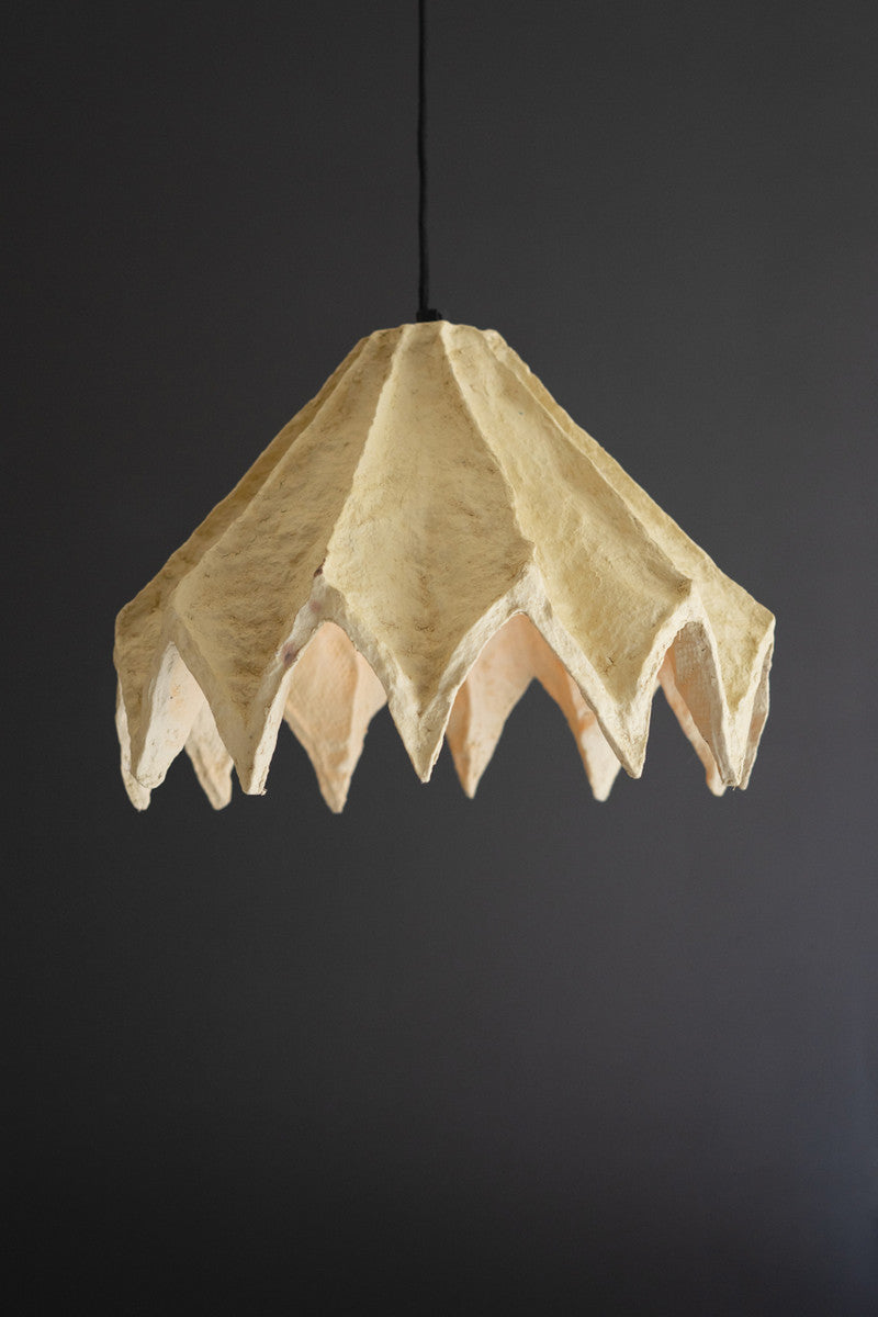Folded Natural Paper Mache Pendant Light
