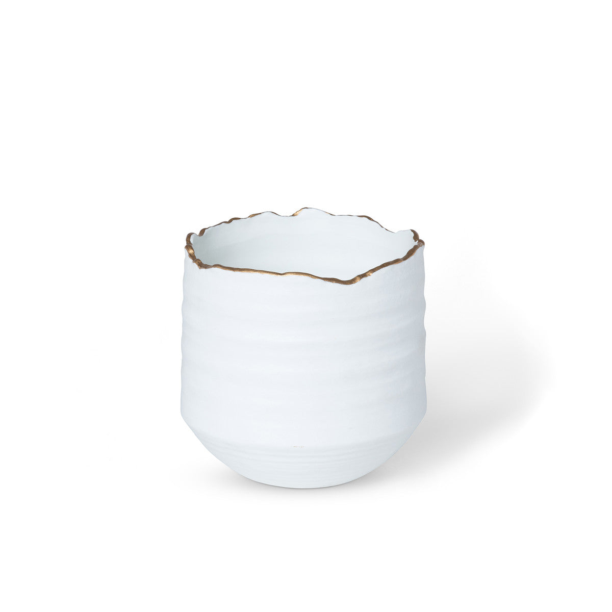 Gilded White Porcelain Organic Edge Pot, 5"