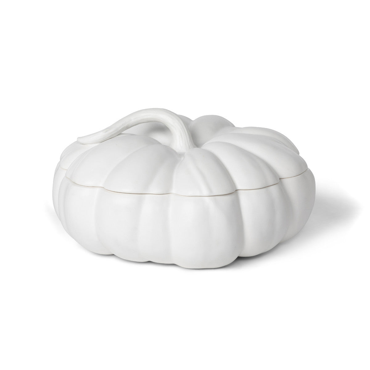 Matte White Lidded Ceramic Pumpkin Bowl