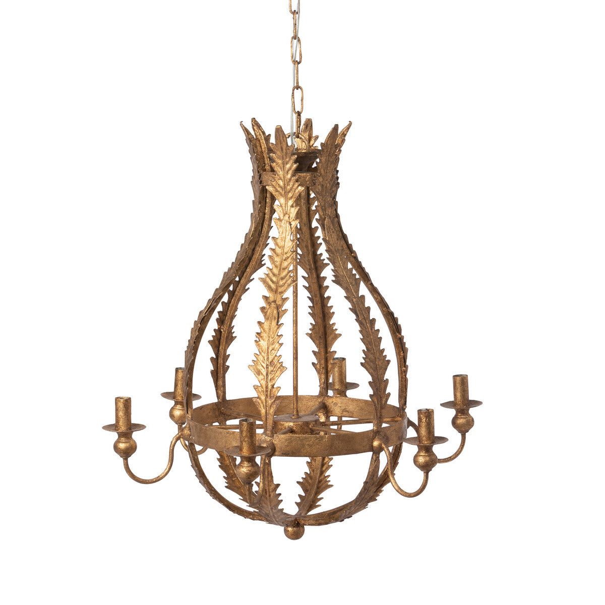 spanish style gold antique chandelier light fixture white background