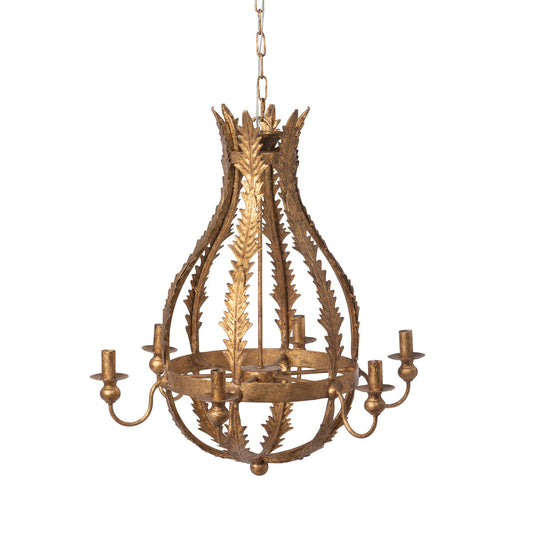 spanish style gold antique chandelier light fixture white background