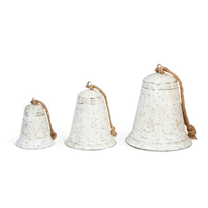 Tin Porch Bells, Whitewash, Set of 3