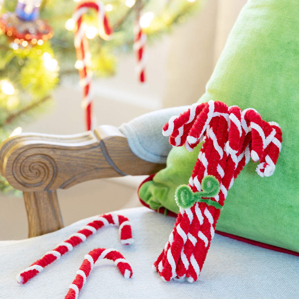 Vintage-Style Chenille Christmas Candy Cane Bundles