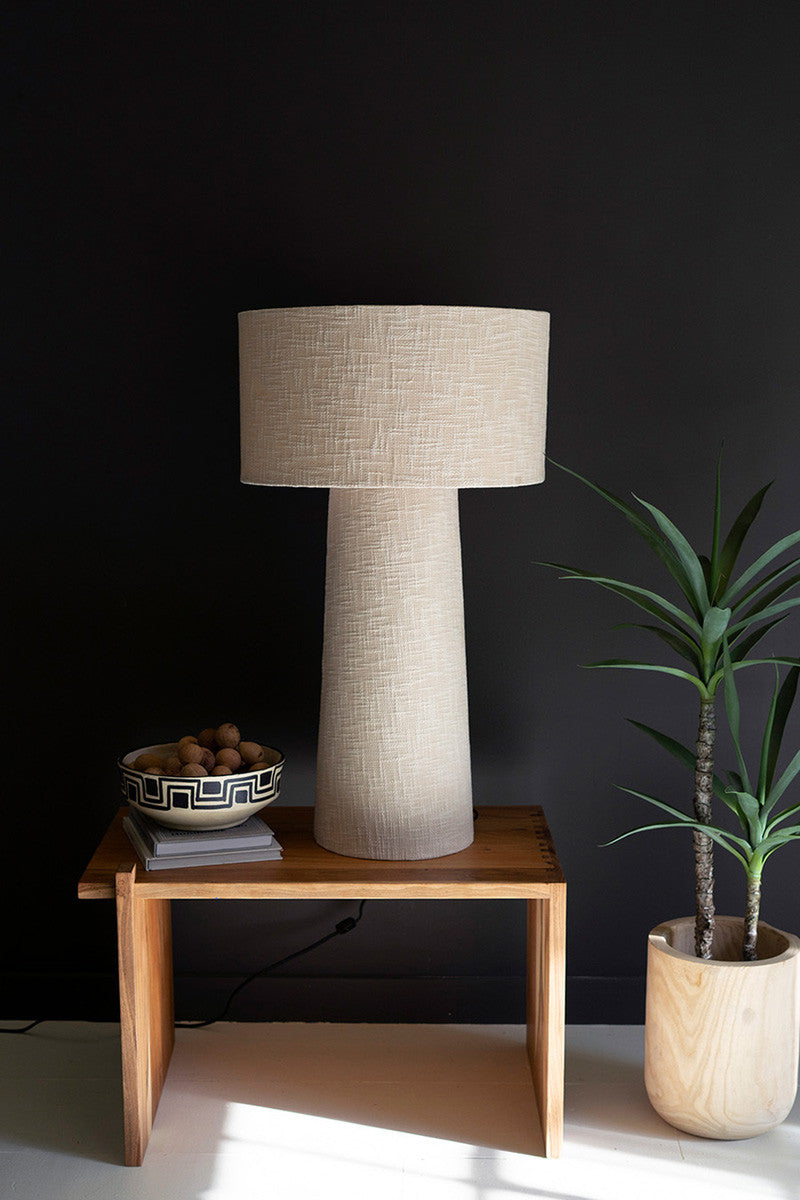 Boucle White Fabric Table Lamp with Shade