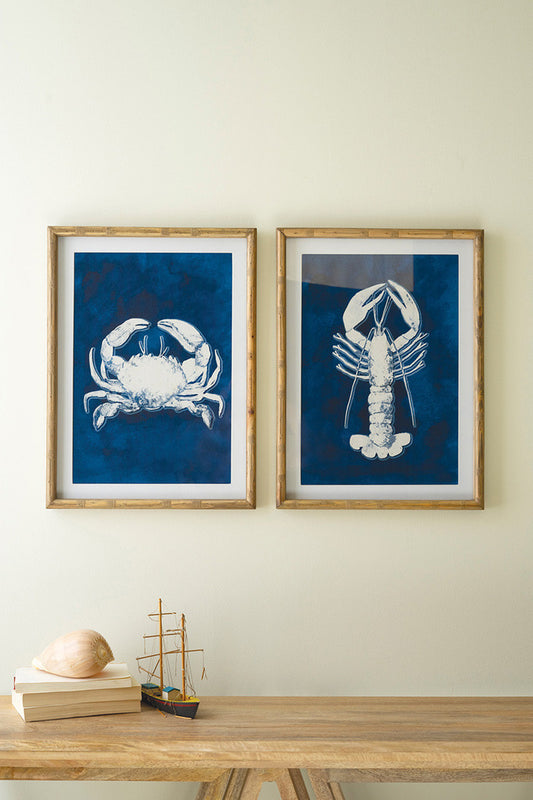 Crustation Blue & White Coastal Cottage Prints Under Glass, Set of 2
