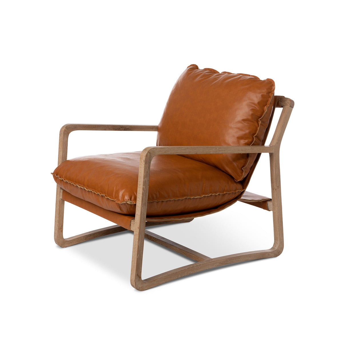modern vegan leather brawn chair side view