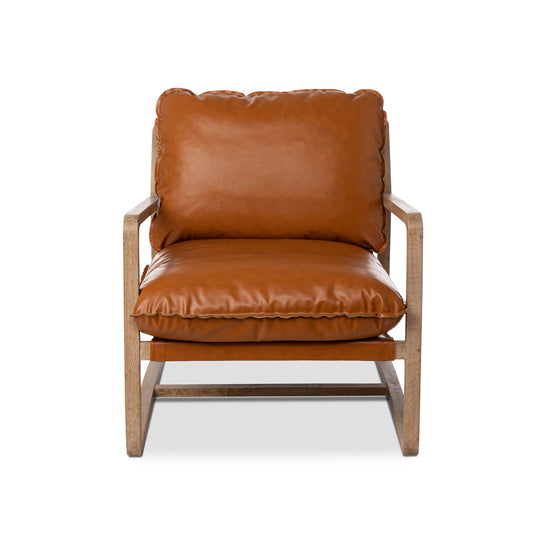 modern vegan leather brawn chair white background