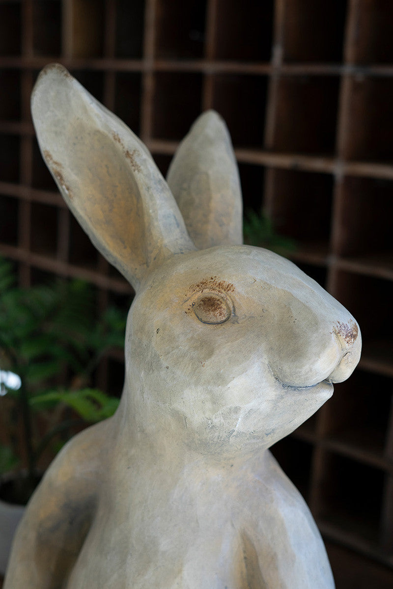 faux concrete bunny rabbit head one eye