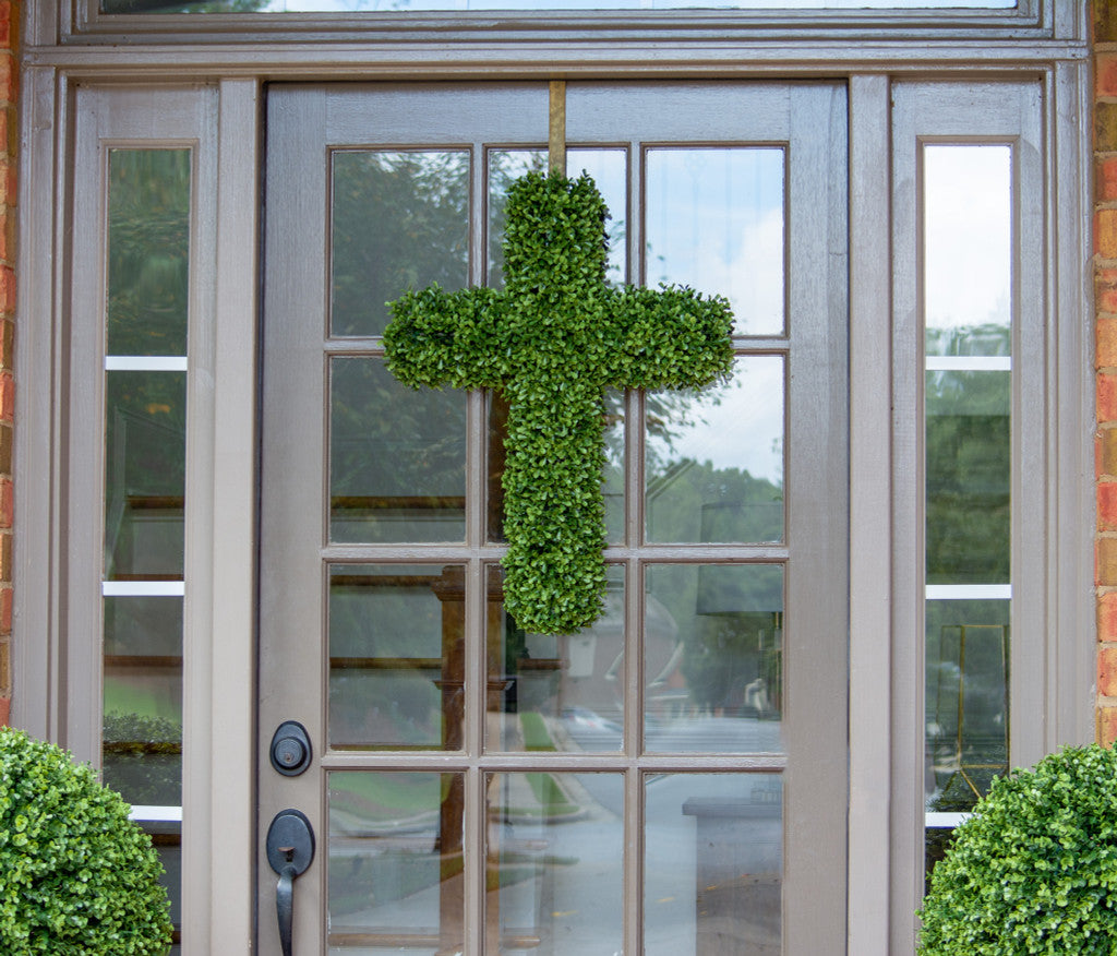 Easter Faux Boxwood Cross