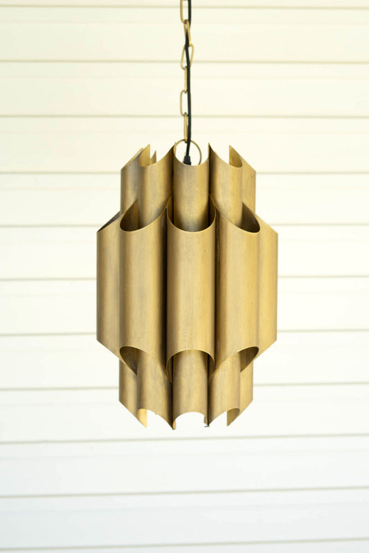 Folding Brass Finish Metal Pendant Light
