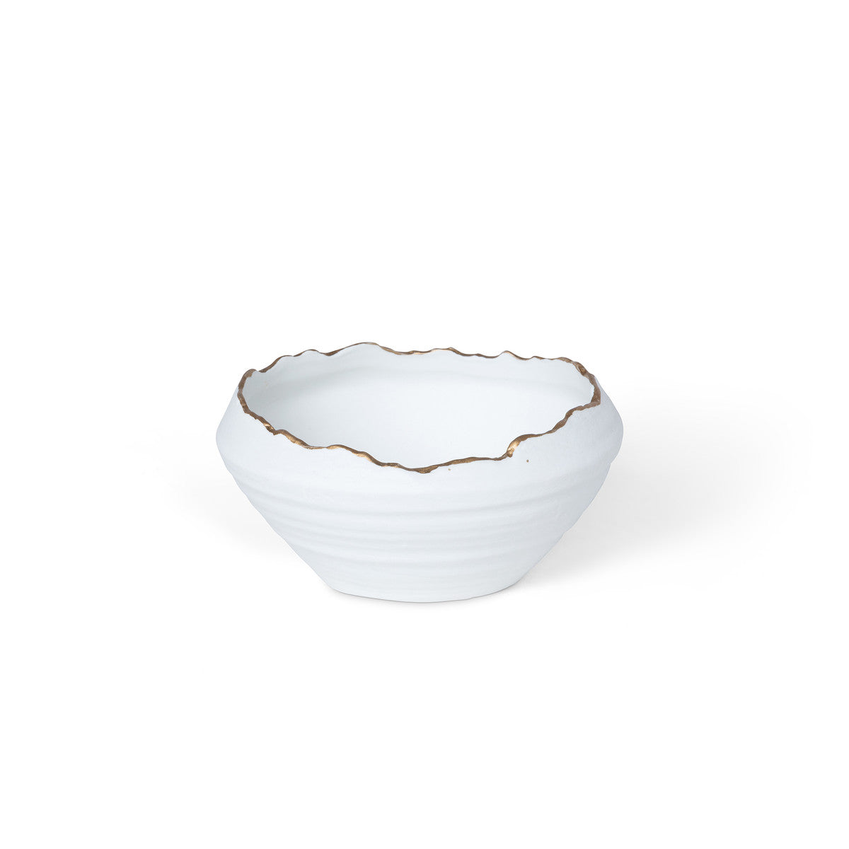 Gilded White Porcelain Organic Edge Bowl, 6"