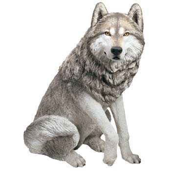 life size resin large gray wolf statue 