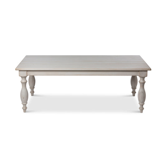 pine table with white patina on white background