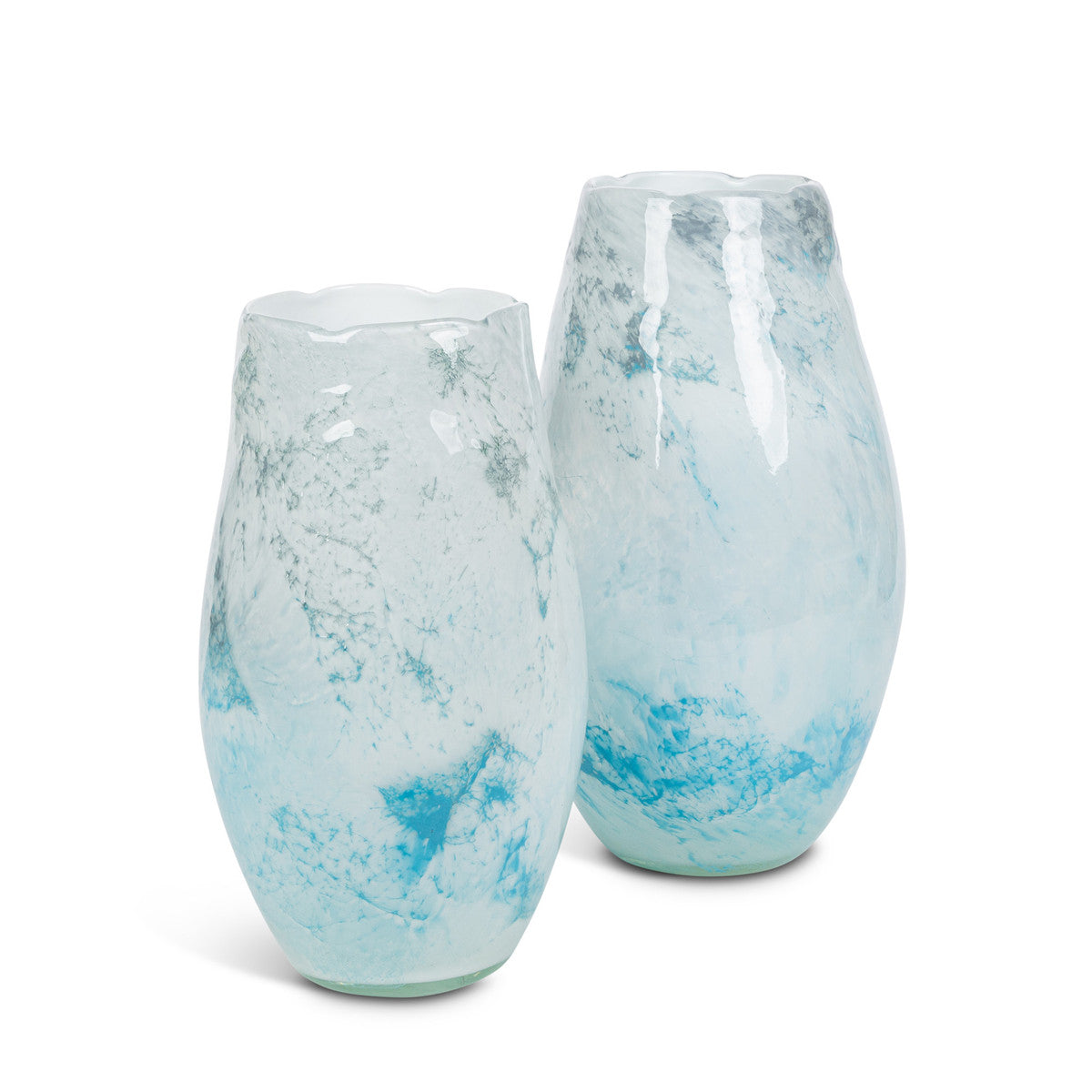 Sea Breeze Artisan Glass Vases, Set of 2