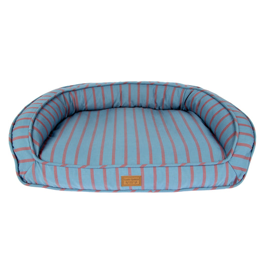 striped orthopedic dog bed by harry barker on white background
