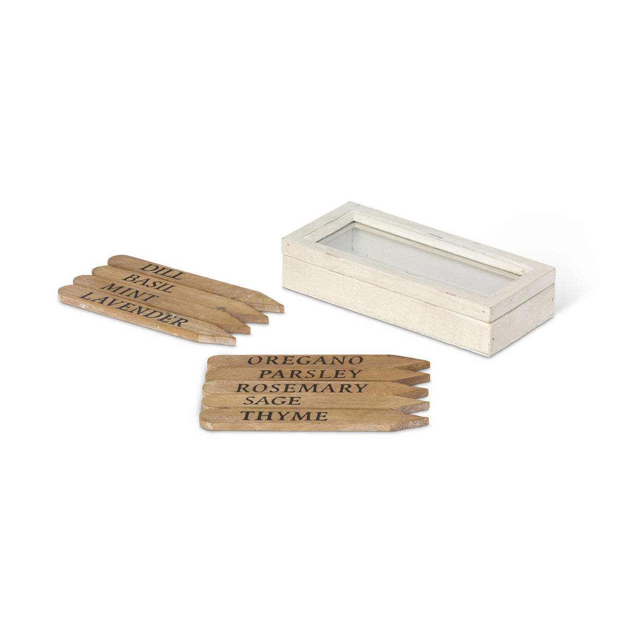 Wooden Herb Plant Stake Garden Markers in Wooden Box, Set of 9