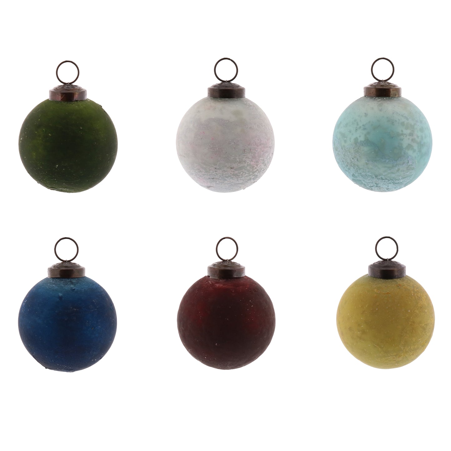 Frosted Glass Ornament Set, 6 Assorted Colors