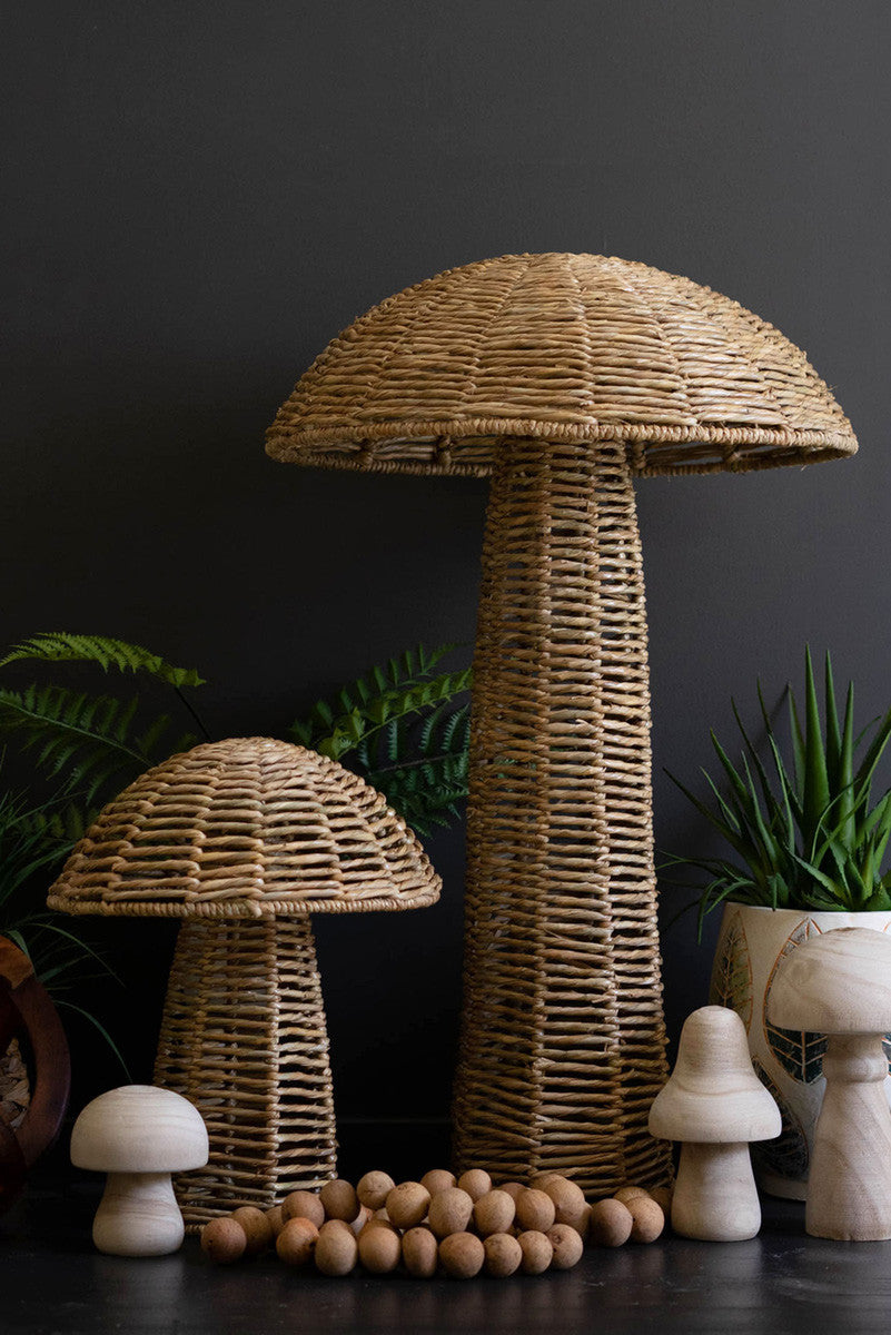 Woven Seagrass Mushrooms, Set of 2