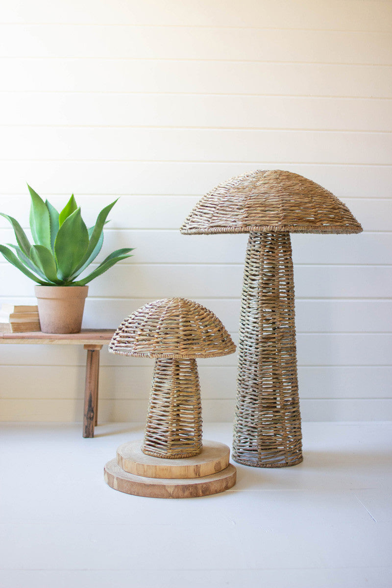 Woven Seagrass Mushrooms, Set of 2