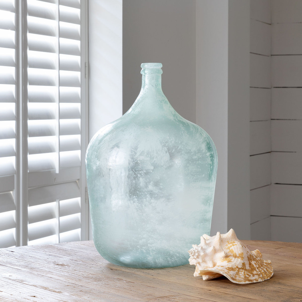 Frosted Seafoam Glass Vase Collection