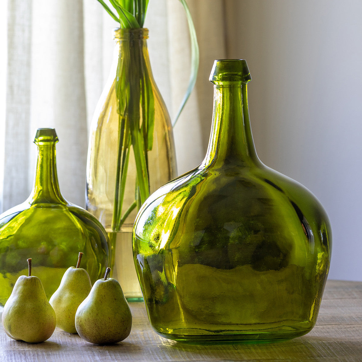 Olive Green Bottle Vase, Large