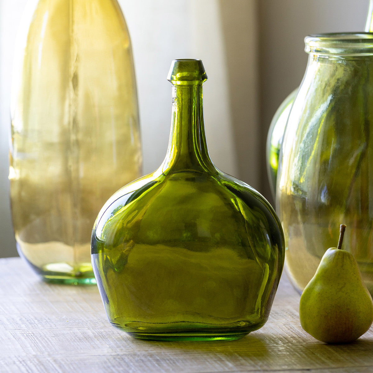Olive Green Bottle Vase, Large