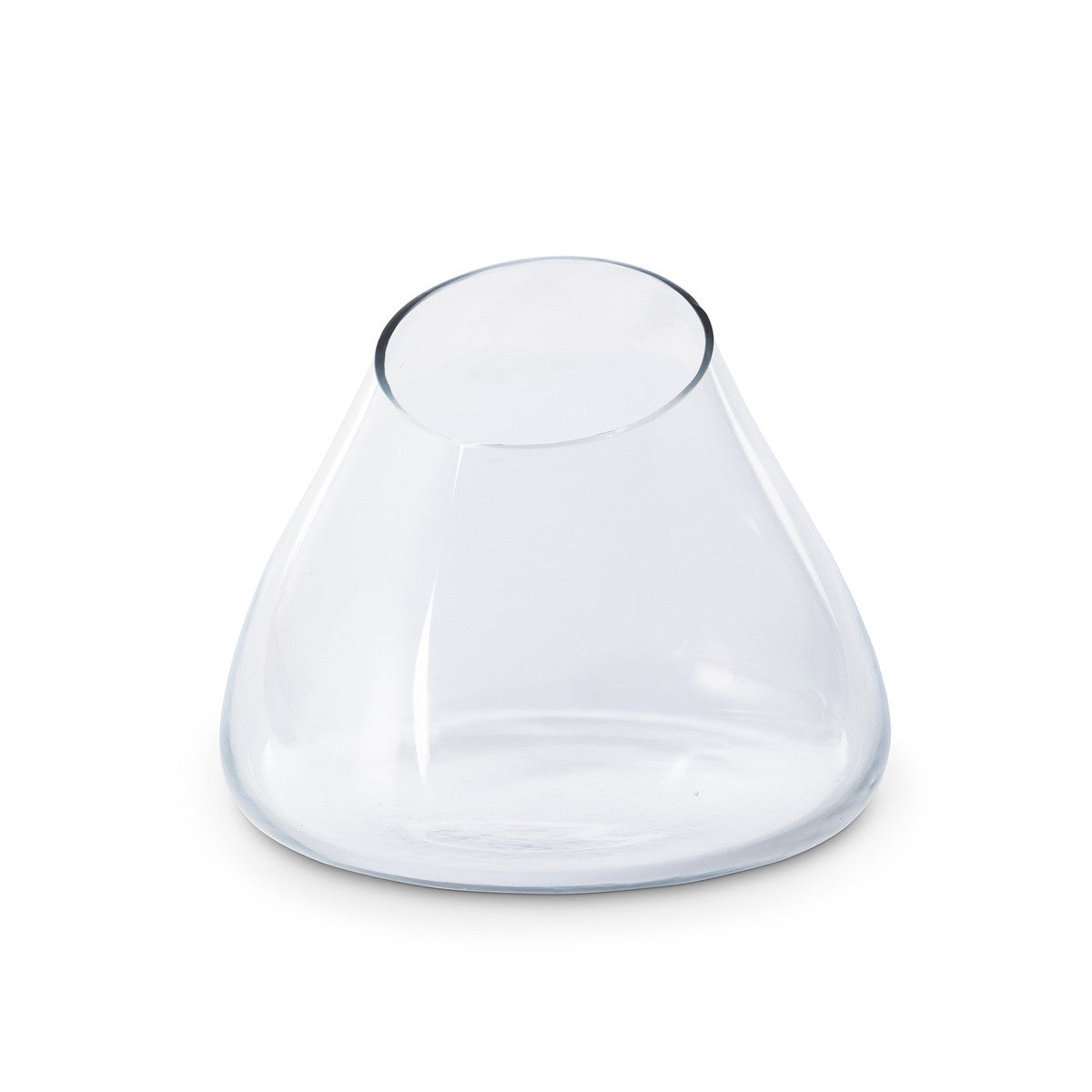 tear-drop-shaped-assymetrical-clear-glass-vase-on-white-background