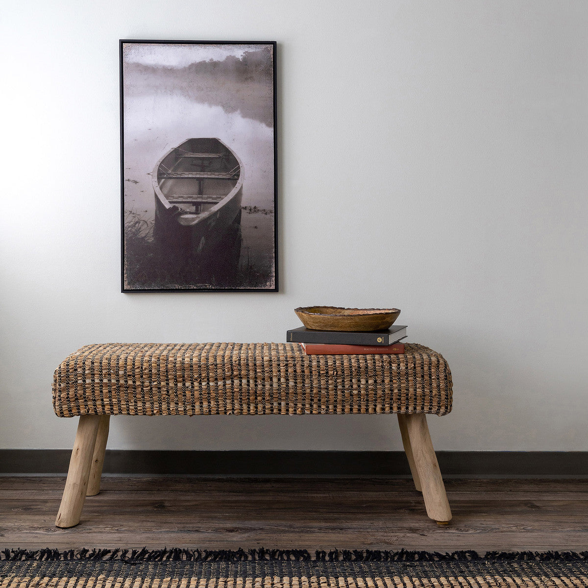 Woven Recycled Leather Bench