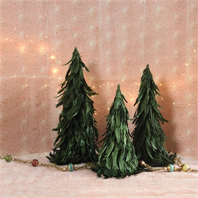 Emerald Green Luster Feather Christmas Tree Collection