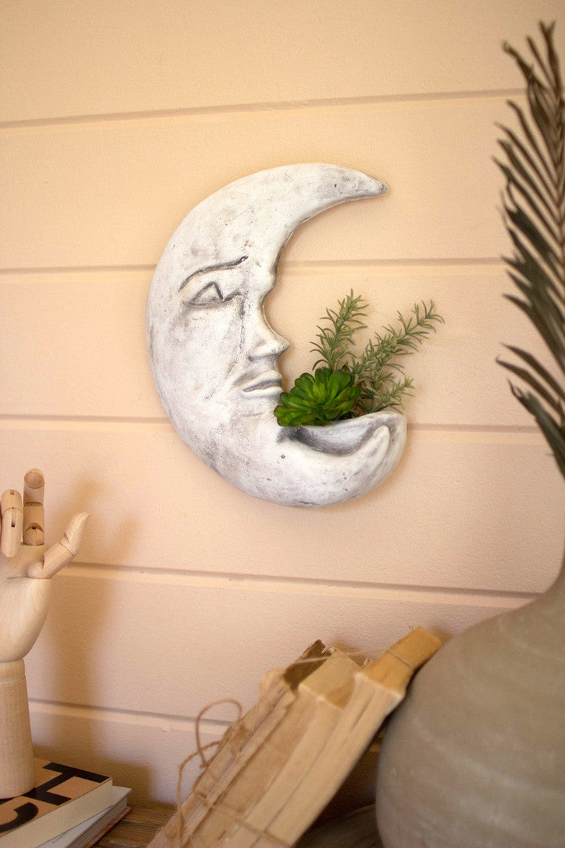 Clay Crescent Moon Wall Planter
