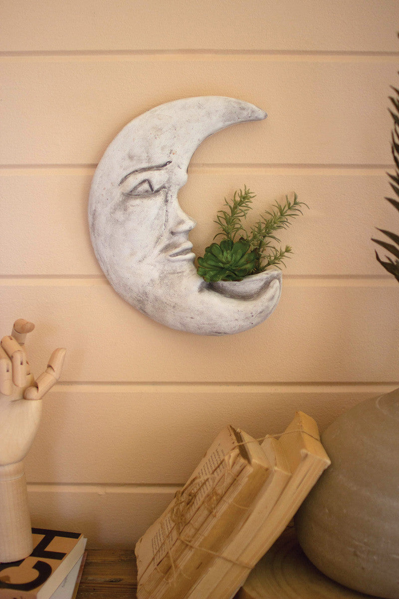 Clay Crescent Moon Wall Planter
