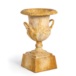 Fluted Metal Urn with Pedestal, 33 in
