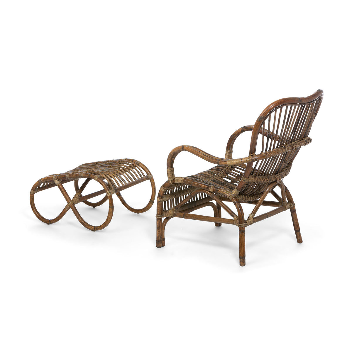 Savannah Rattan Lounge Chair and Footrest