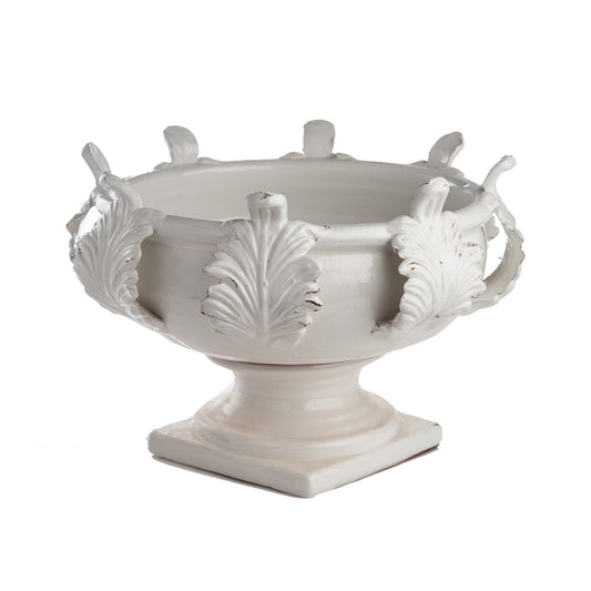 Vinci Terra Cotta Centerpiece Bowl With Acanthus Leaf Decor
