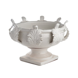 Vinci Terra Cotta Centerpiece Bowl With Acanthus Leaf Decor