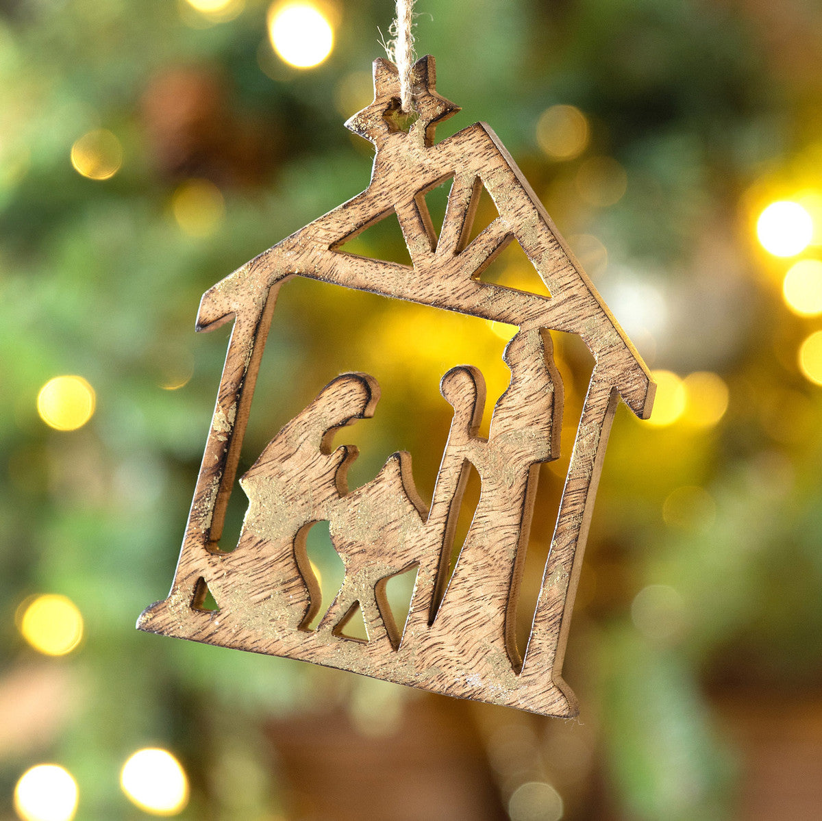 Wooden Carved Nativity Ornament