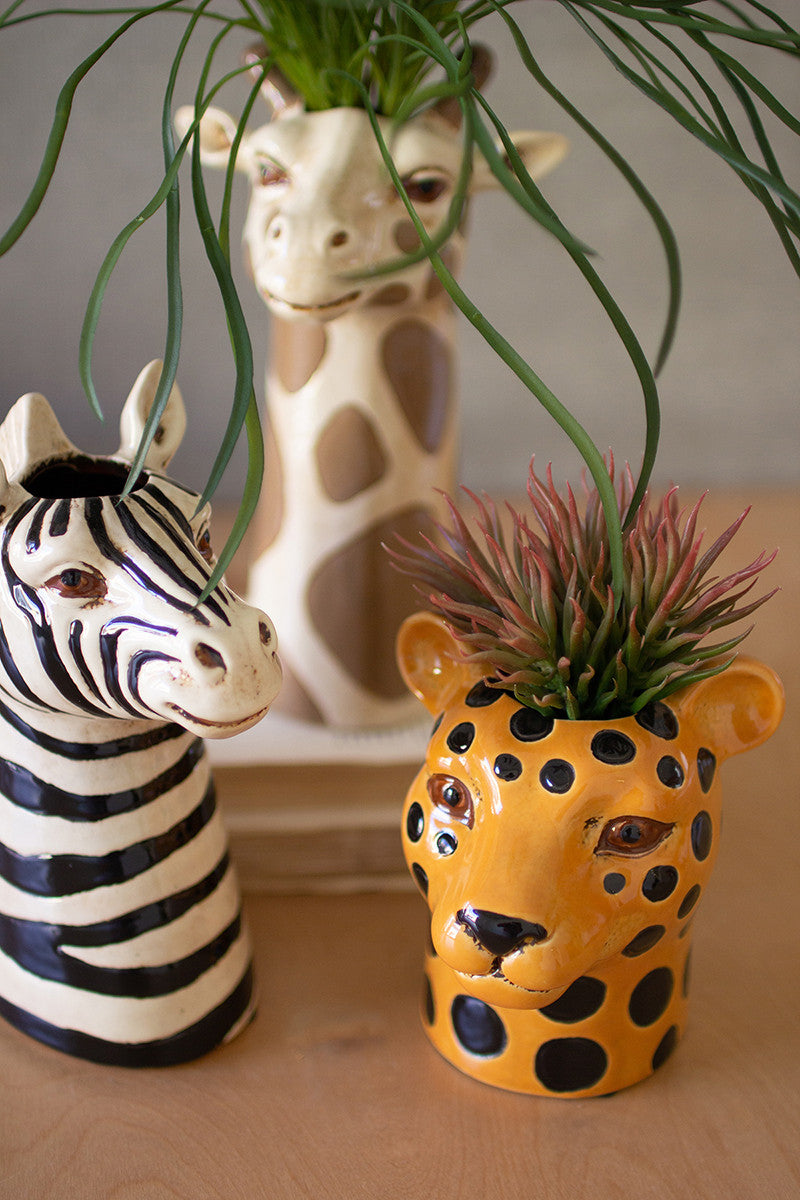 Safari Animal Ceramic Succulent Planter Set