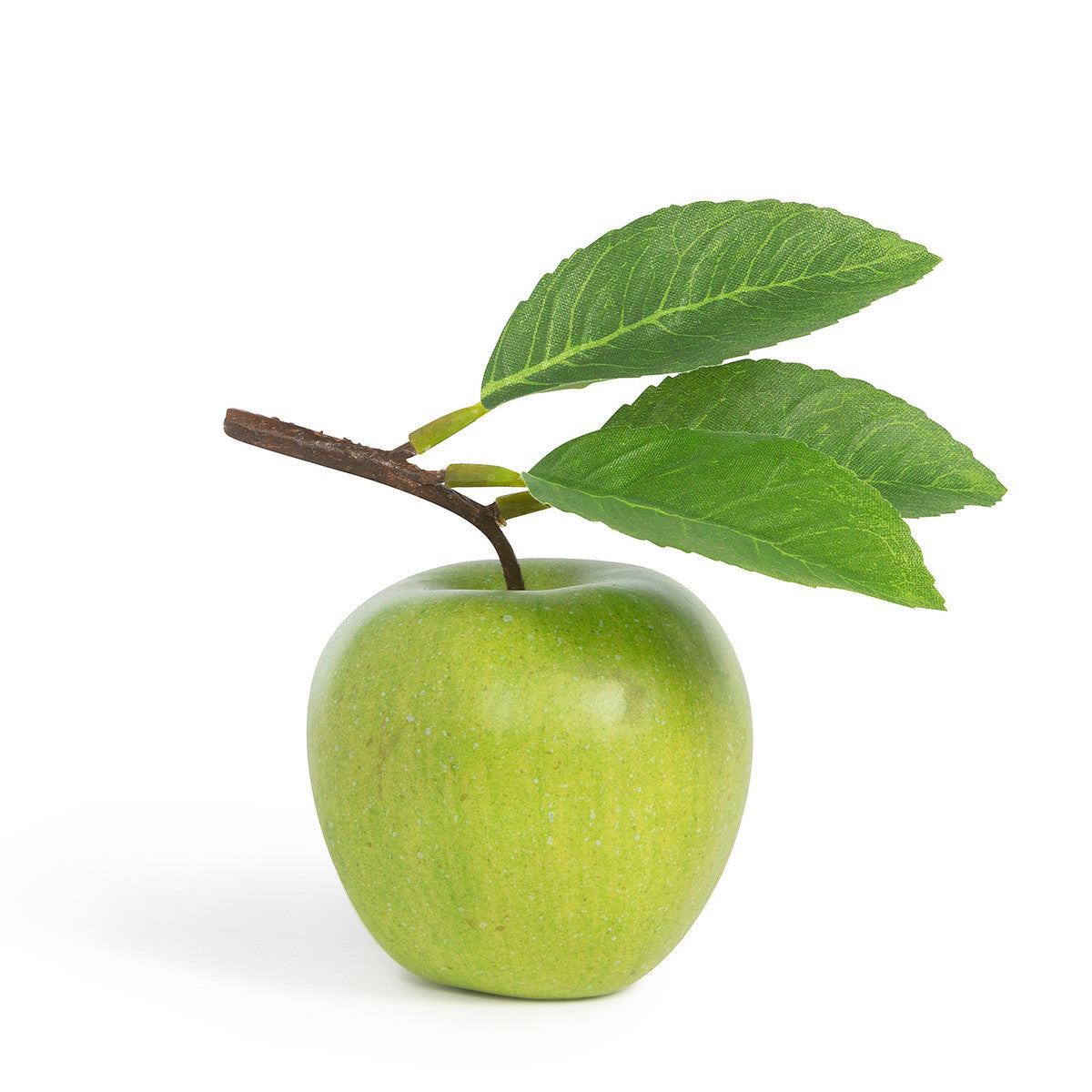 faux-green-artificial-apple-with-green-leaf