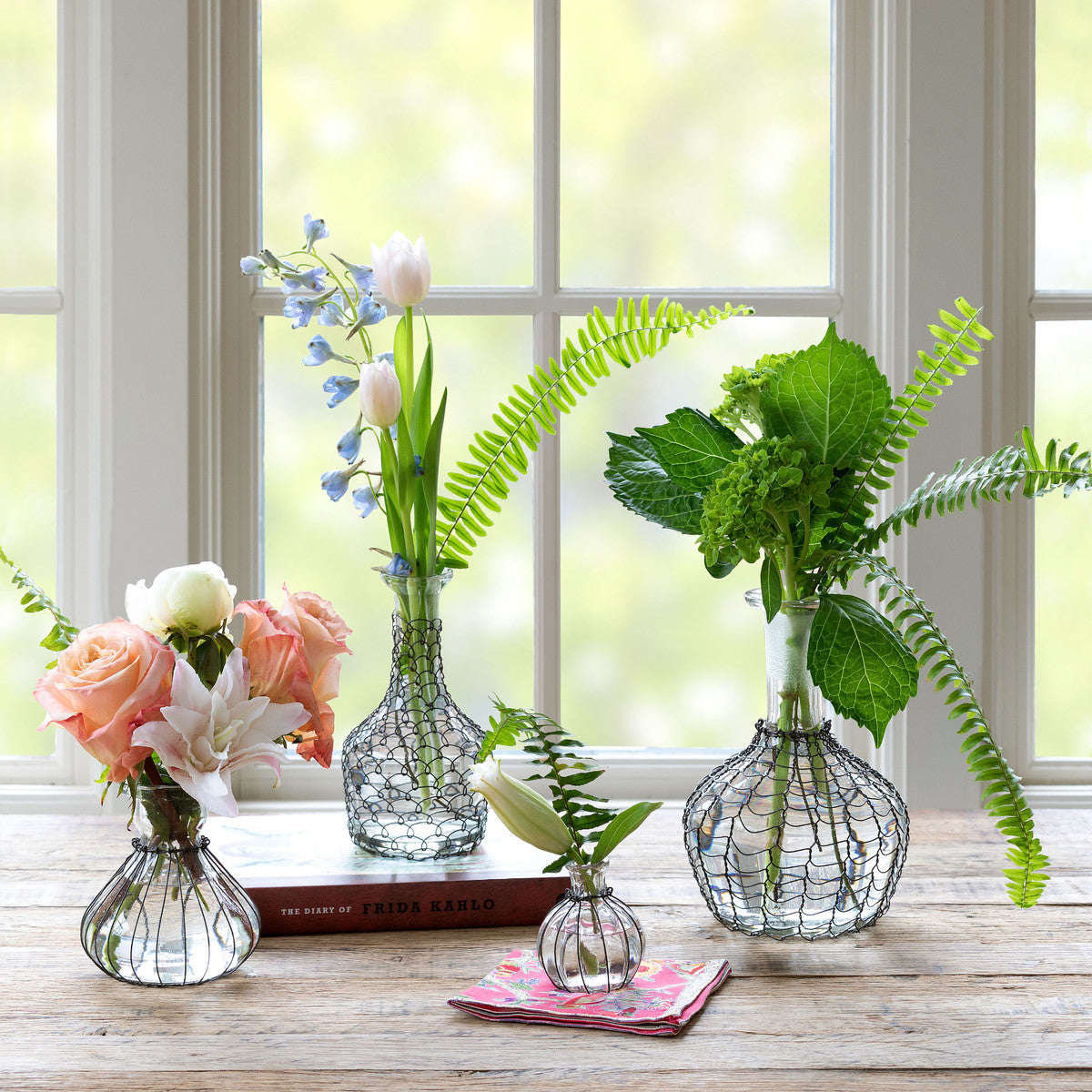 Lulu Wire Wrapped Clear Glass Vase Collection