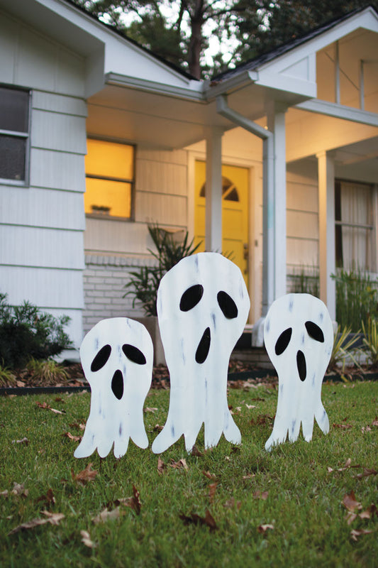 Corrugated Ghosts Halloween Yard Art, Set of 3